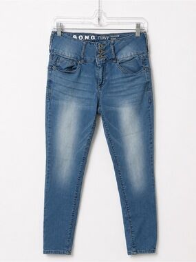 S.O.N.G. Curvy High Rise Skinny Ankle Grazer Jeans Multi Button - Size 7/28